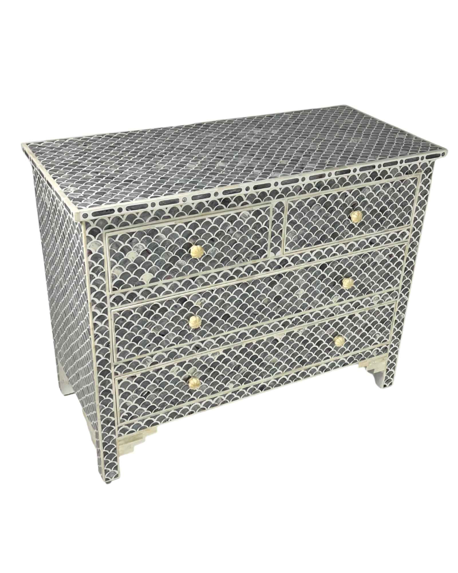 Basel Chest of Drawers - Black Bone Inlay - Tabeer Homes