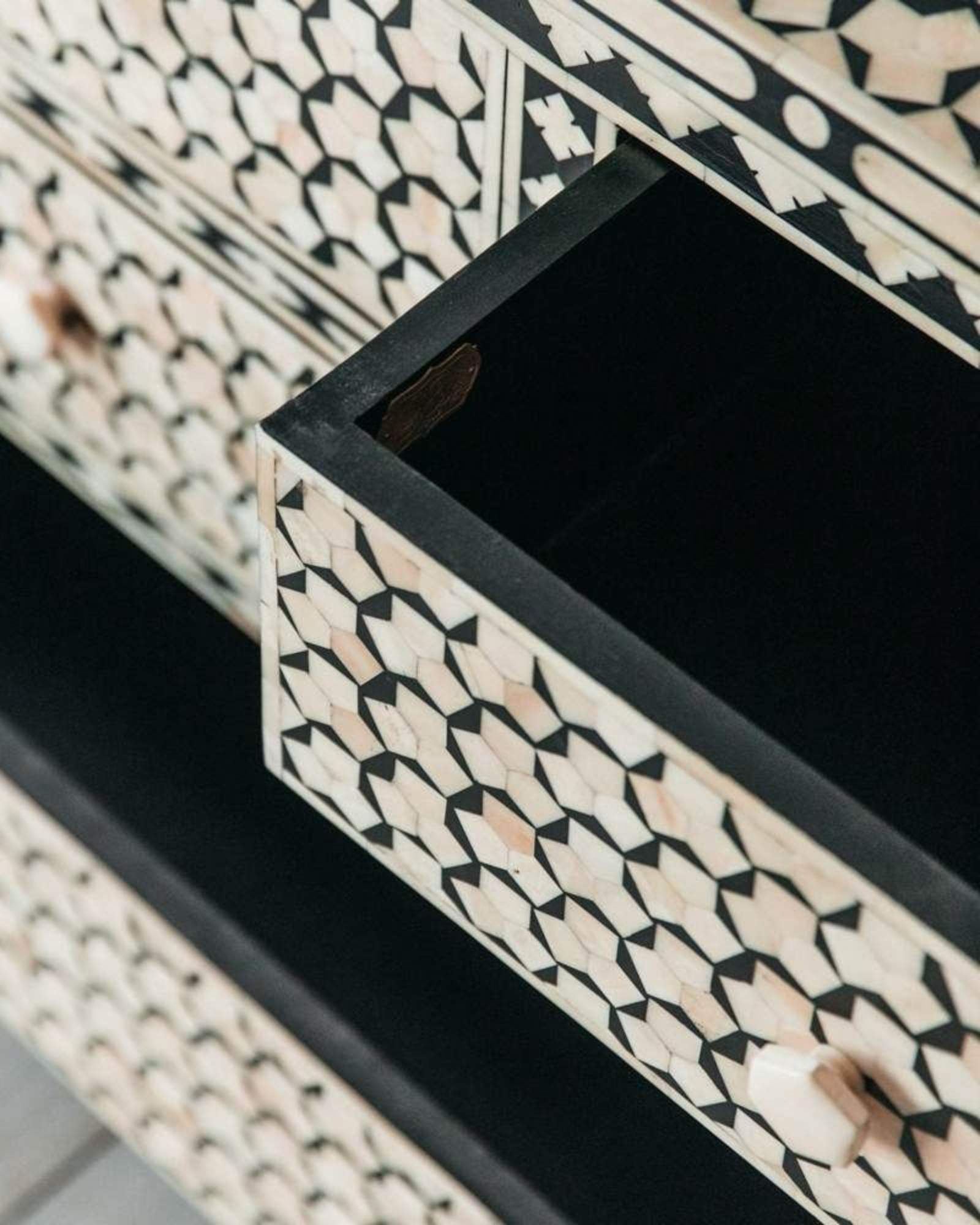 Vaan Chest of Drawers - Black & White Bone Inlay - Tabeer Homes