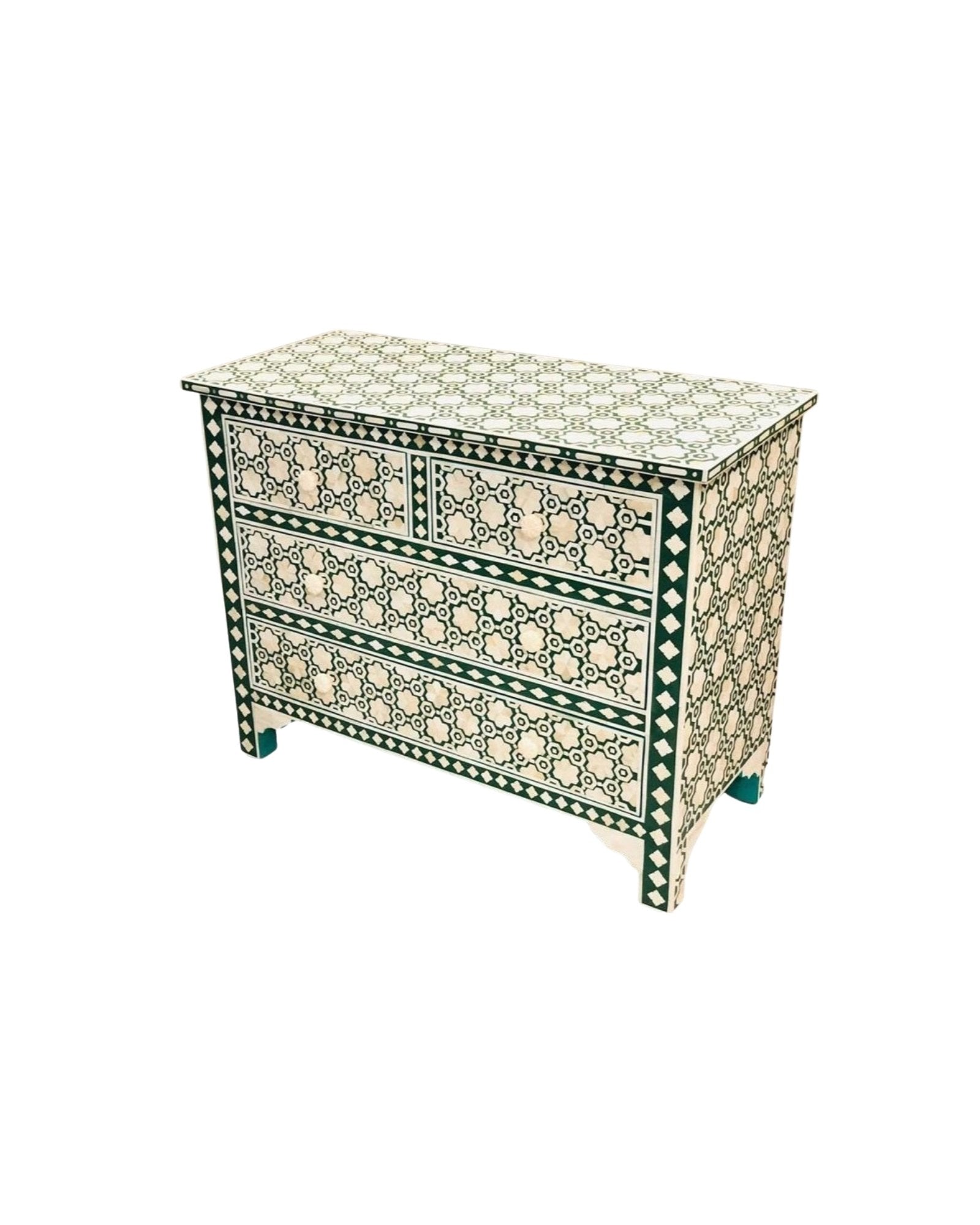 Varg Chest of Drawers - Dark Green Bone Inlay - Tabeer Homes