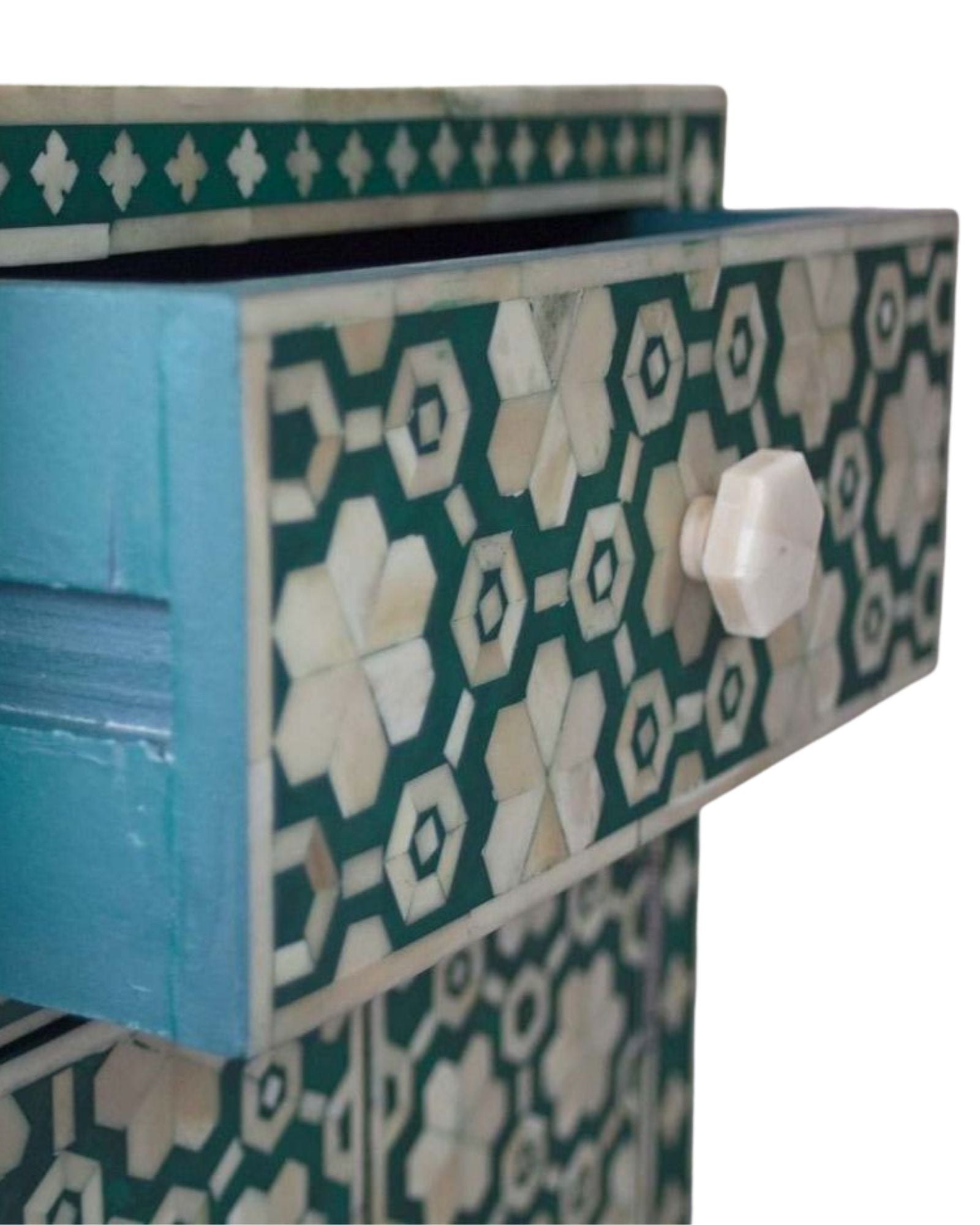 Varg Side Drawer - Green Bone Inlay - Tabeer Homes