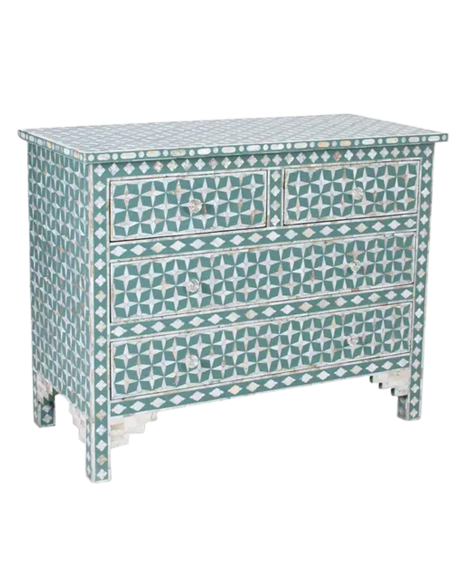 Yasmine Chest of Drawers - Green Mother of Pearl - Tabeer Homes