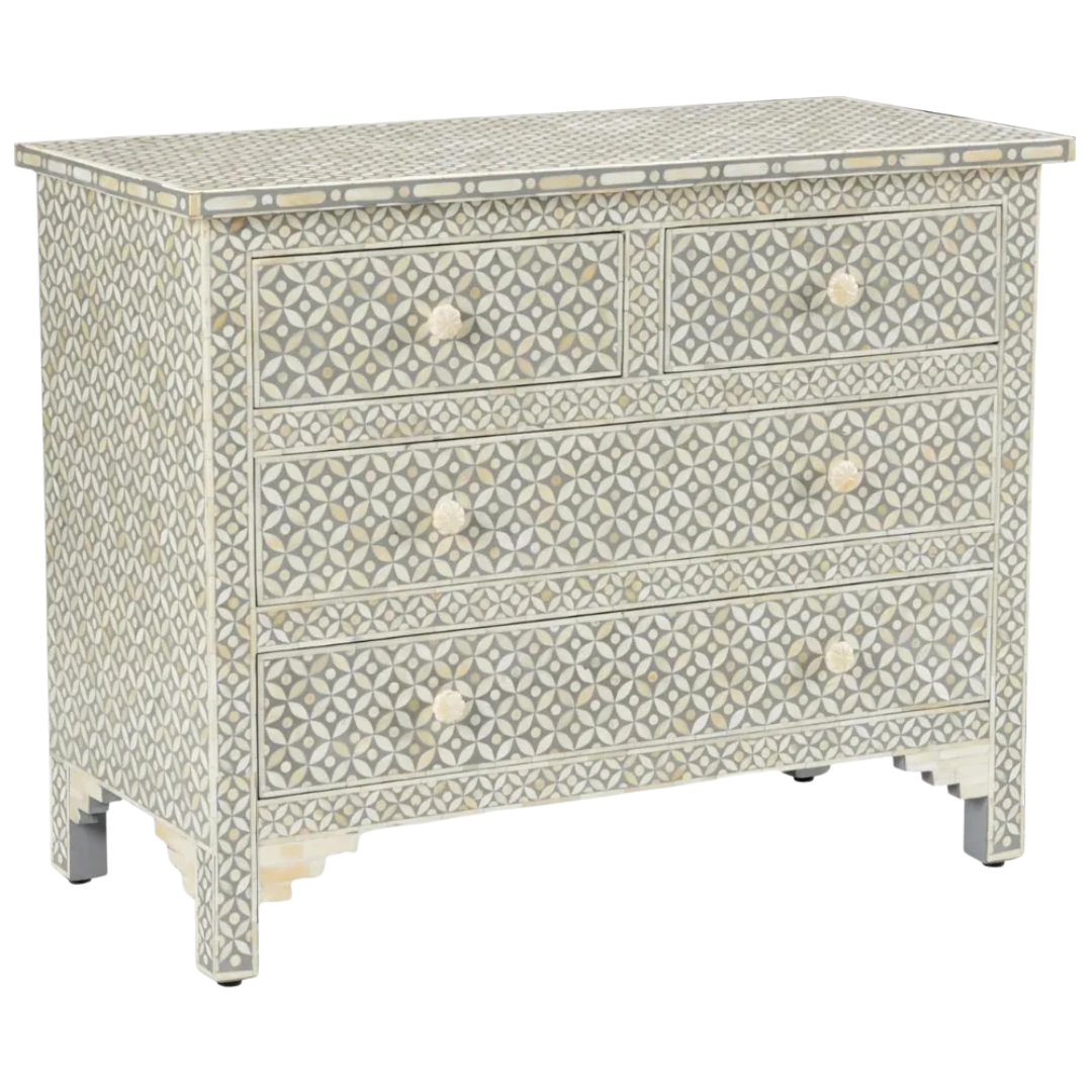 Yasmine Chest of Drawers - Grey Bone Inlay - Tabeer Homes