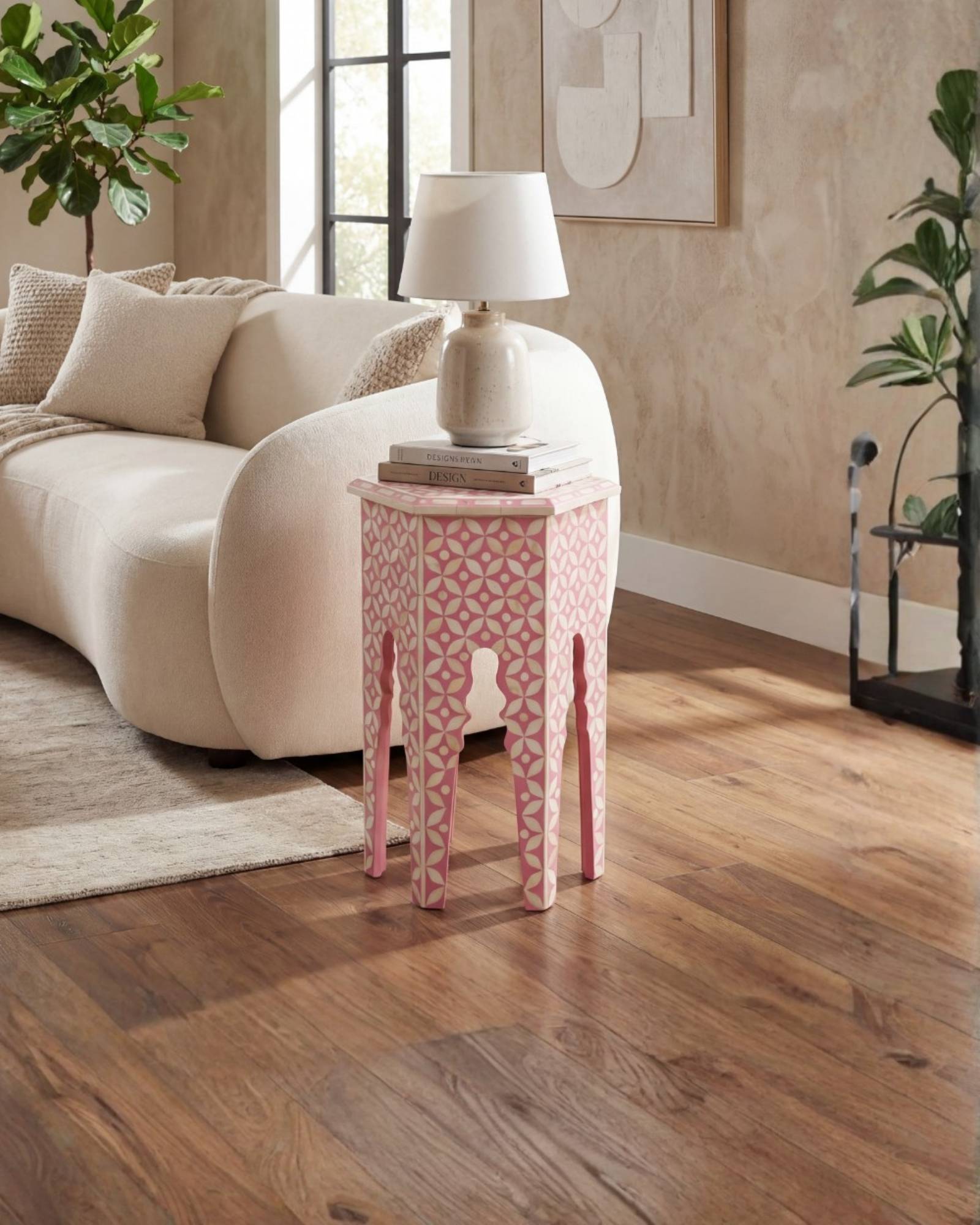 Yasmine Side Table - Pink Bone Inlay