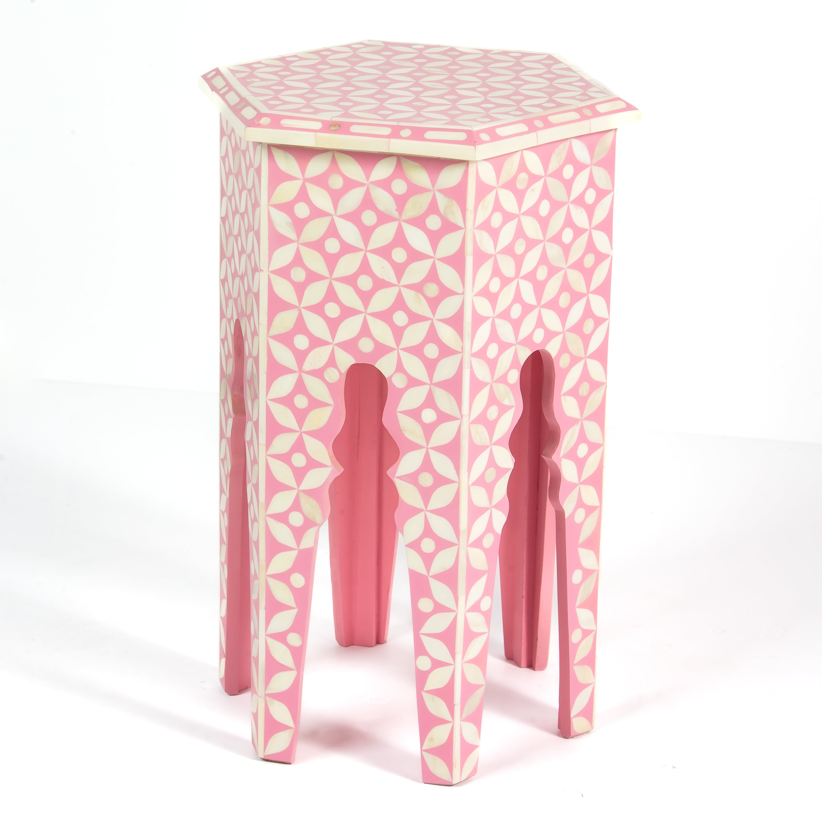 Yasmine Side Table - Pink Bone Inlay