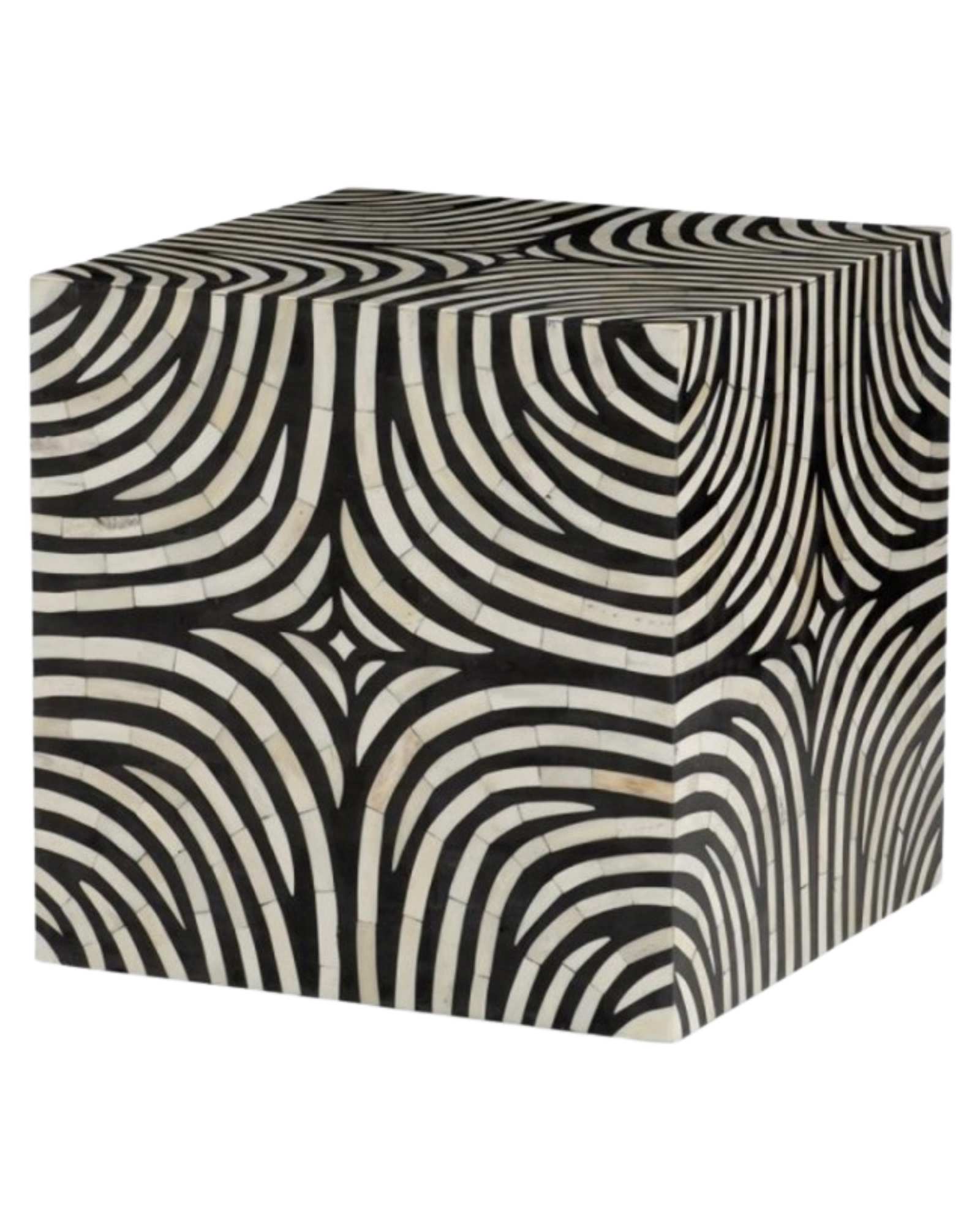 Zebra Side Table - Black & White Bone Inlay - Tabeer Homes