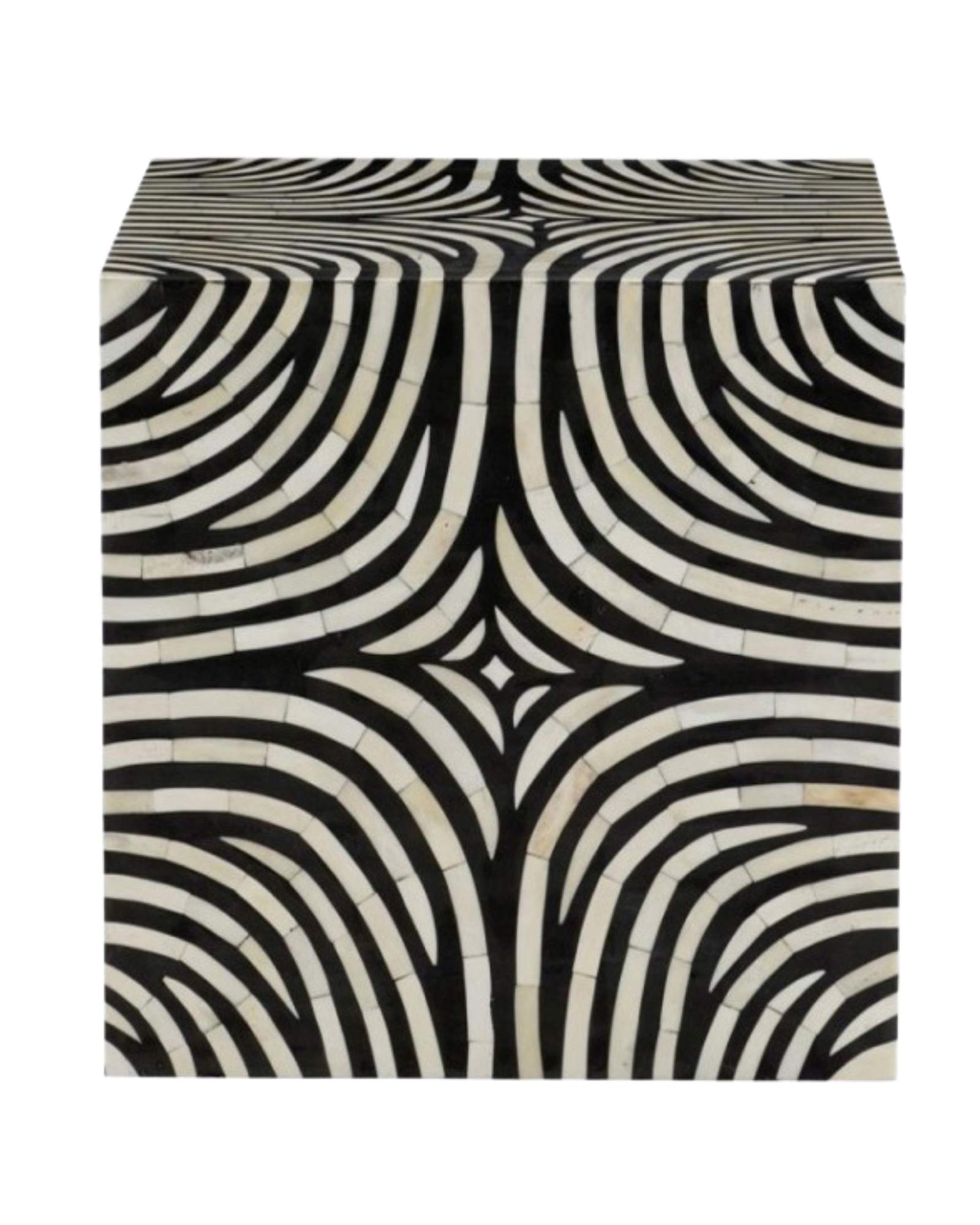 Zebra Side Table - Black & White Bone Inlay - Tabeer Homes