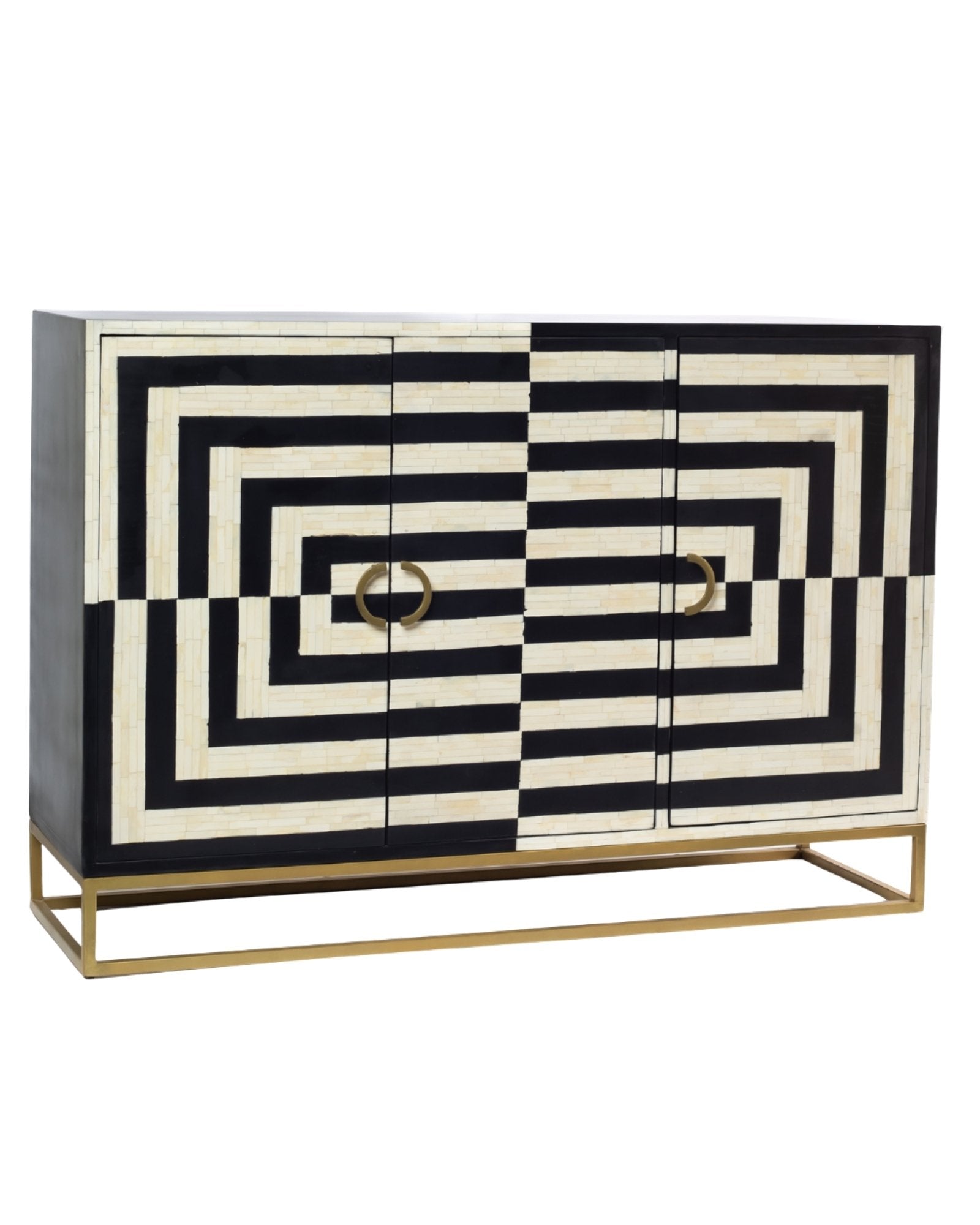 Zuri Cabinet - Black & White Bone Inlay - Tabeer Homes