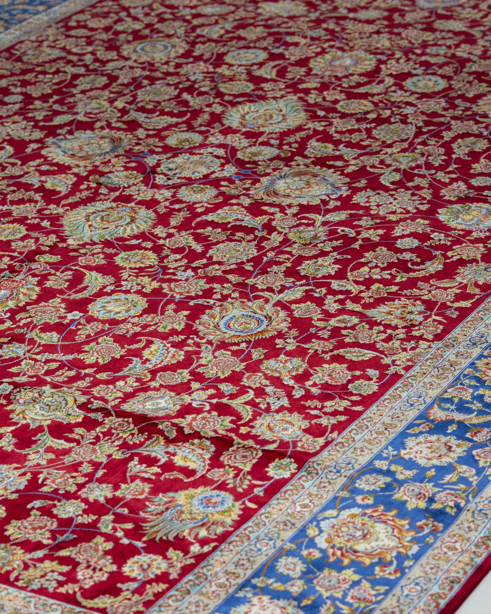 Alessia Persian silk rug pile texture and sheen, ruby red 200 x 300 cm - Tabeer Homes Dubai