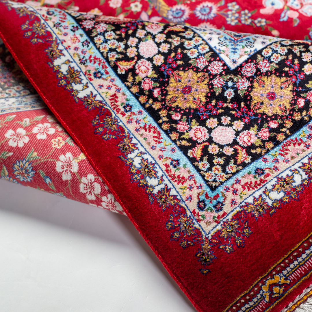 Ardena silk rug in 150x100 cm with beige base, bird and floral motifs, and intricate multicolor detailing.