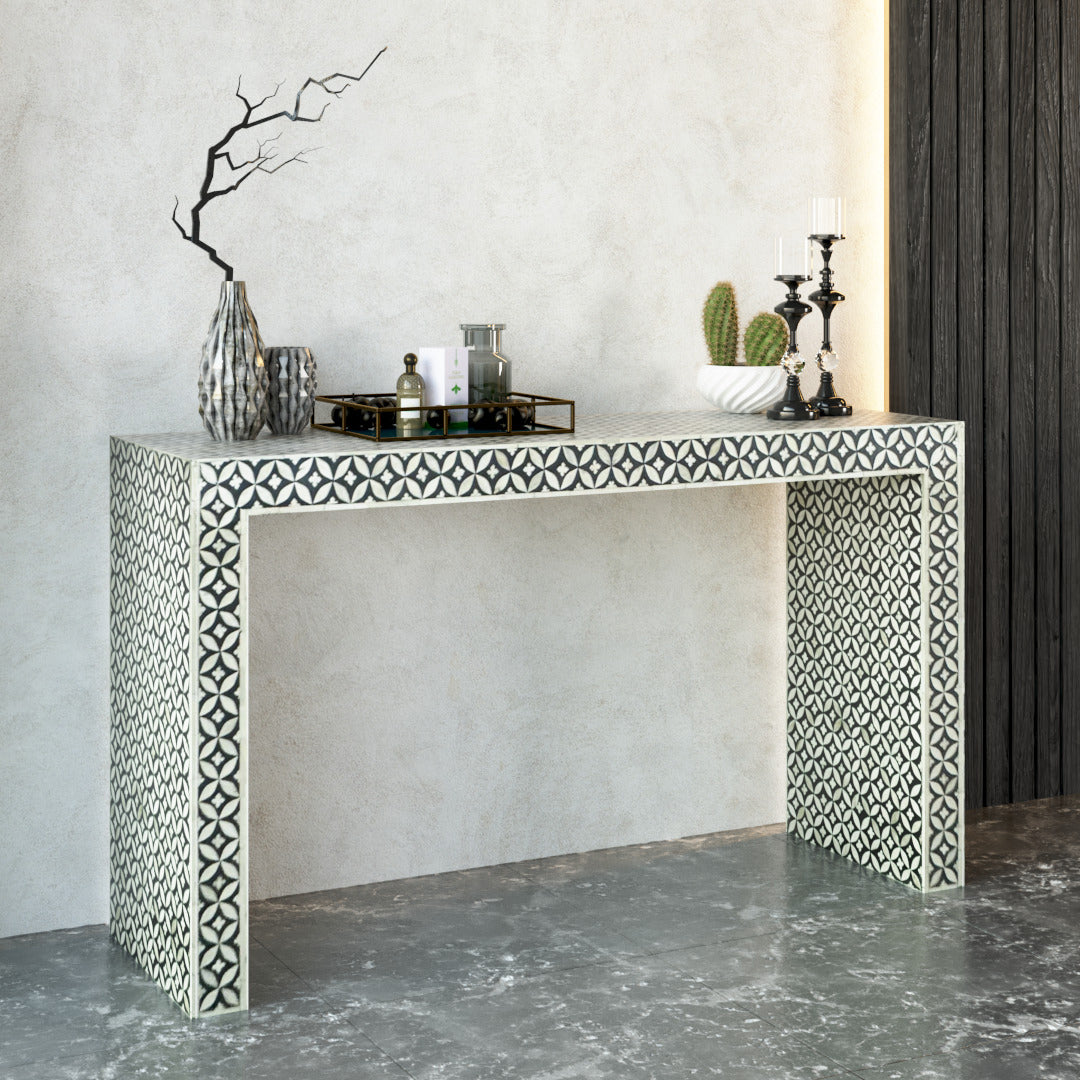 Jade Console Table - Grey Bone Inlay - Tabeer Homes