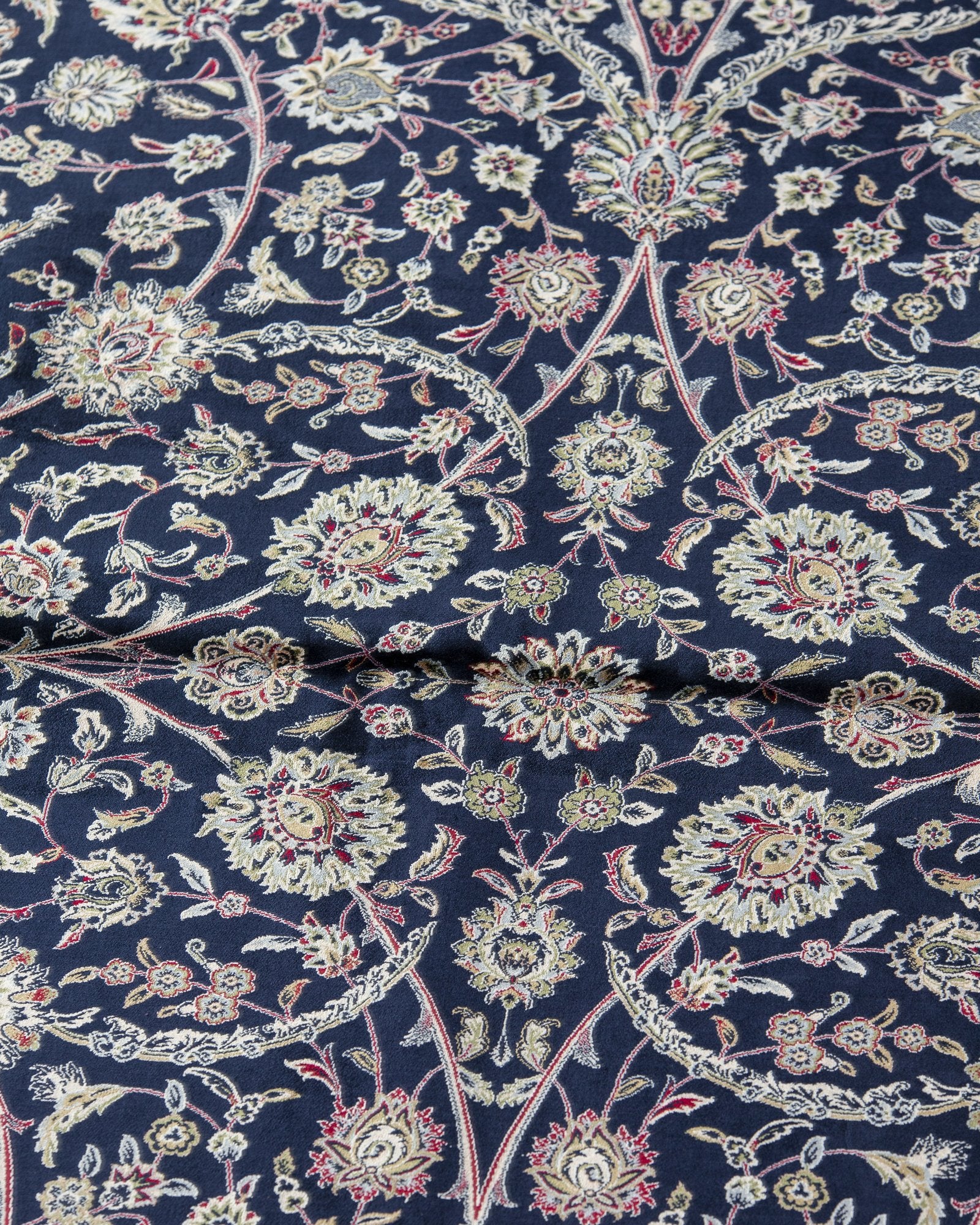 Cyrene Persian silk rug fringe and selvedge detail, midnight navy 250 x 350 cm - Tabeer Homes Dubai
