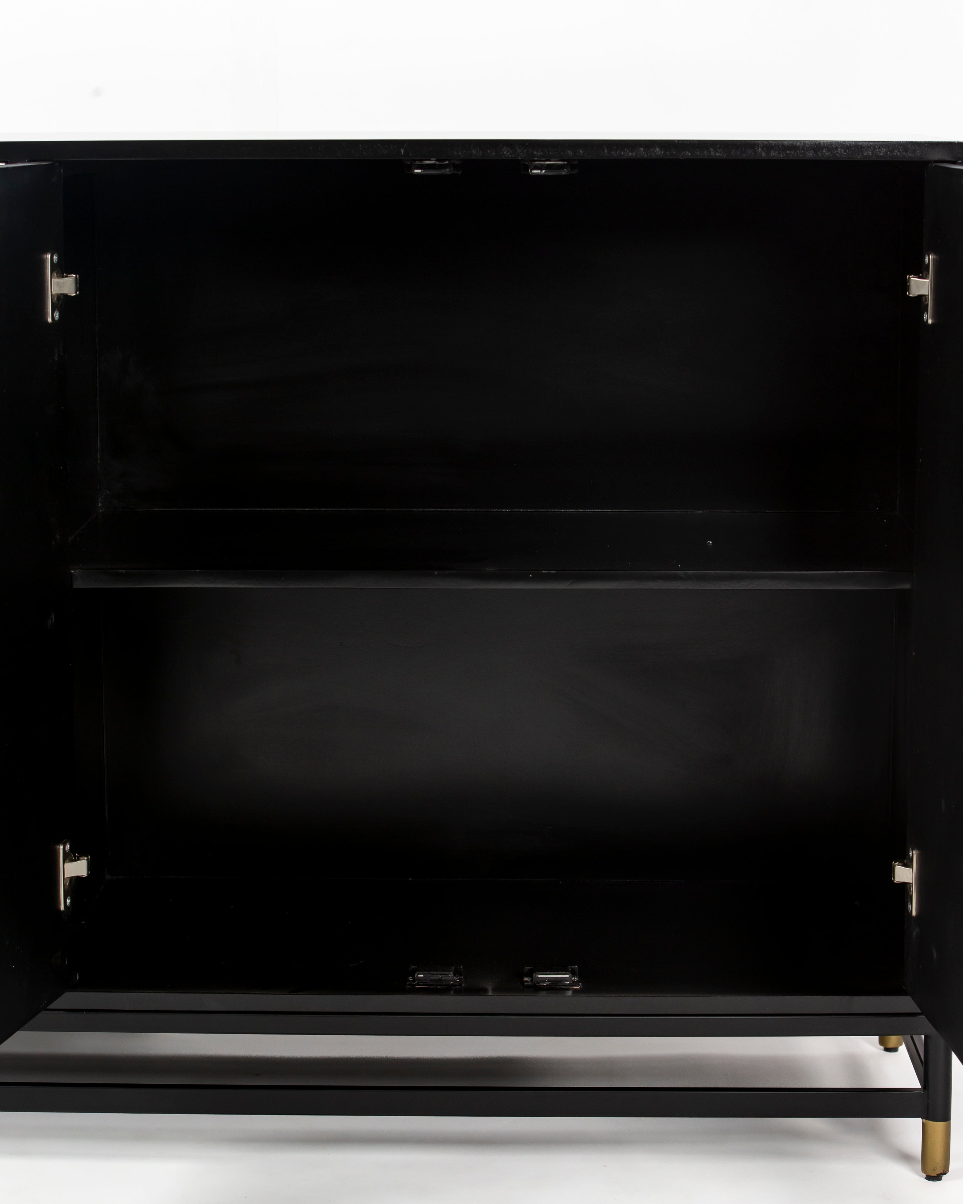 Empty interior with shelf inside Eve black bone inlay cabinet