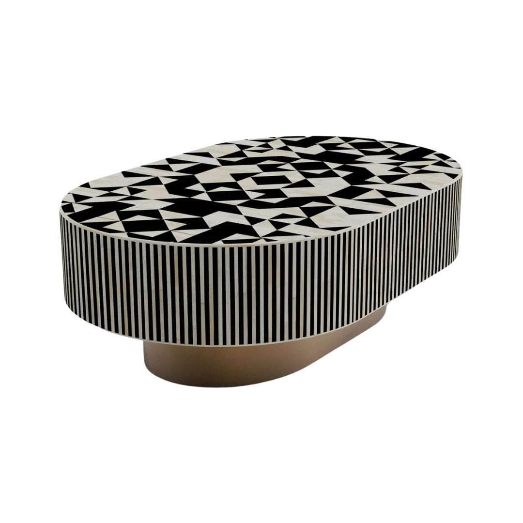 Black and white bone inlay coffee table