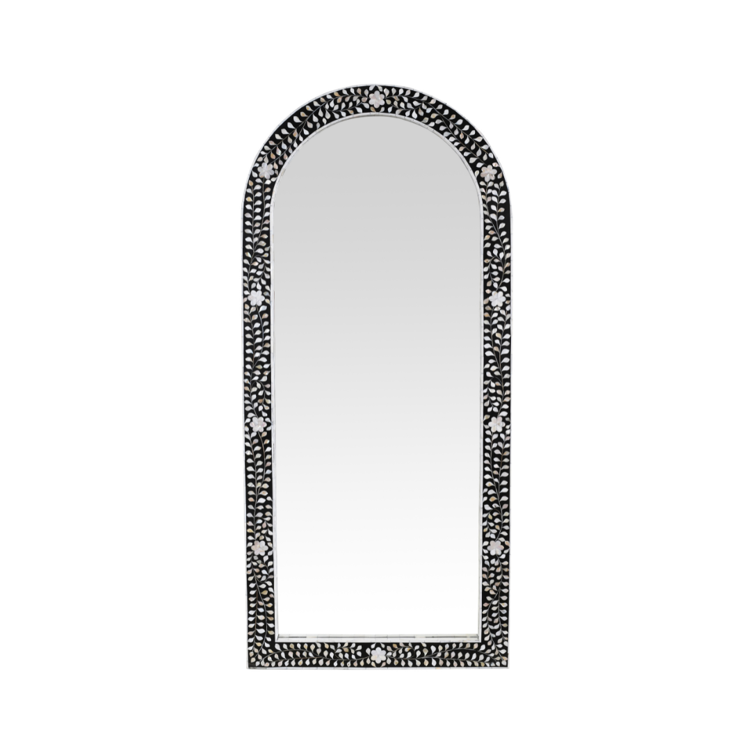 Elegant black mother of pearl inlay mirror