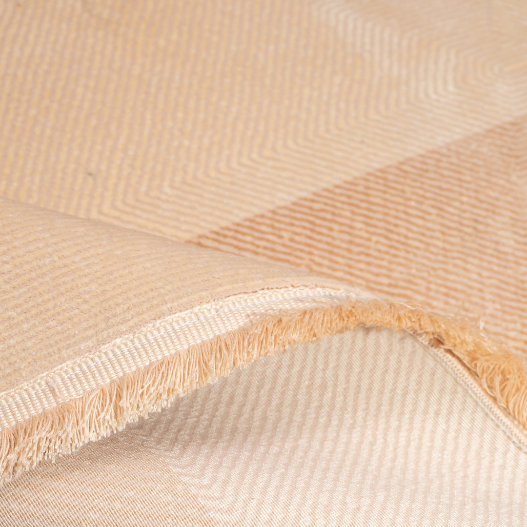 Nysa Cotton Rug in neutral beige with a modern abstract geometric texture and soft tonal border, size 400x300 cms.