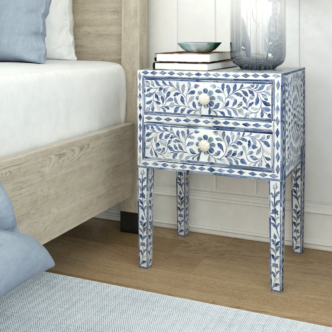 Jade Side Drawer - Blue Bone Inlay - Tabeer Homes