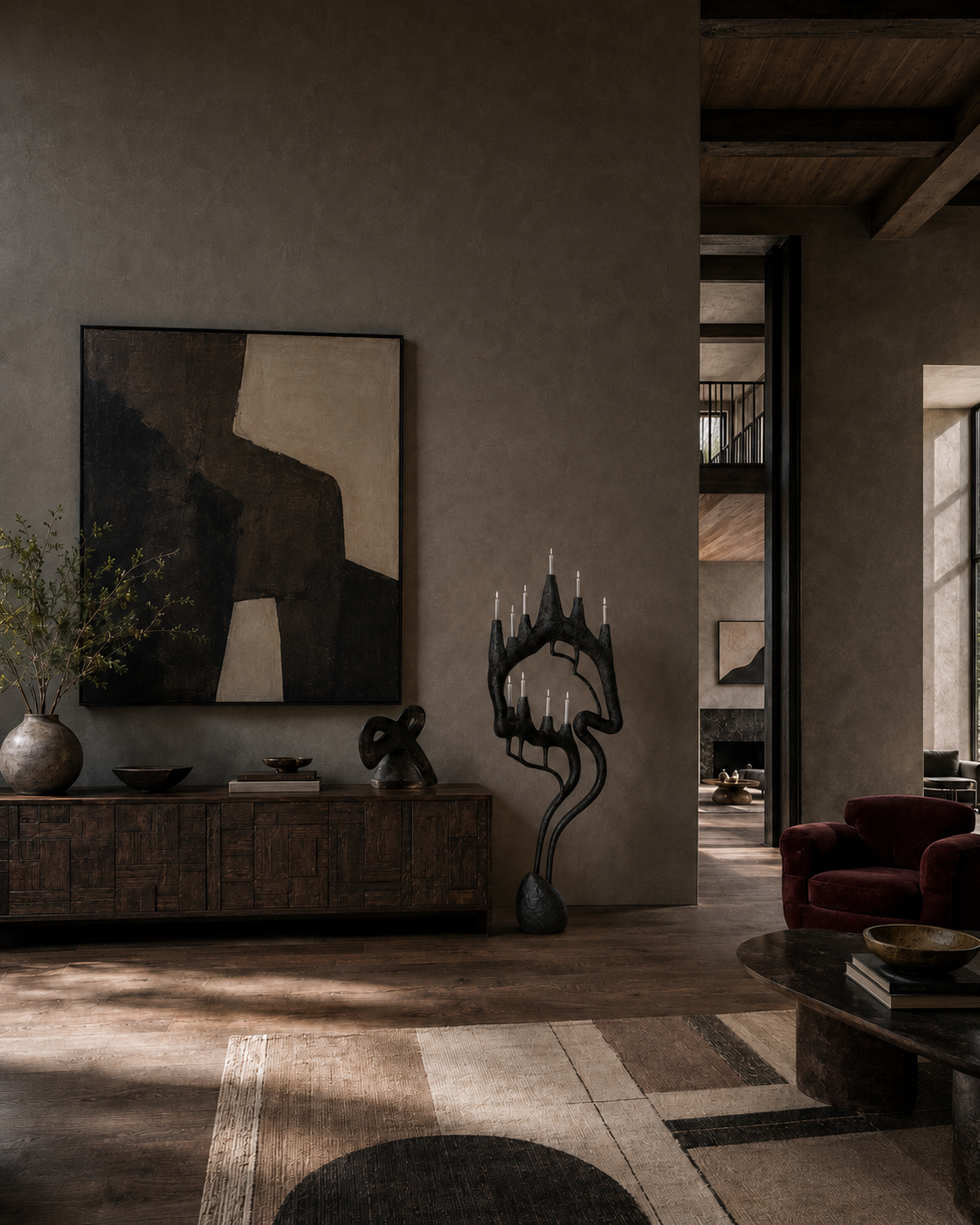The Gothic Quarter Floor Lamp by The Qratist features a handcrafted sculptural metal frame inspired by Gothic architecture, rising organically from a solid stone base with candle inspired warm ambient illumination.