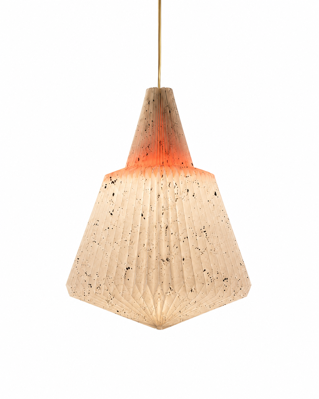 The Parchment Pendant Chandelier by The Qratist features a handcrafted pleated shade made from recycled synthetic and natural fibres, creating a warm sculptural statement with soft ambient lighting.