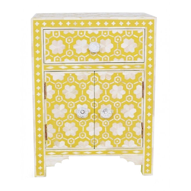 Varg Side Drawer - Yellow Bone Inlay - Tabeer Homes