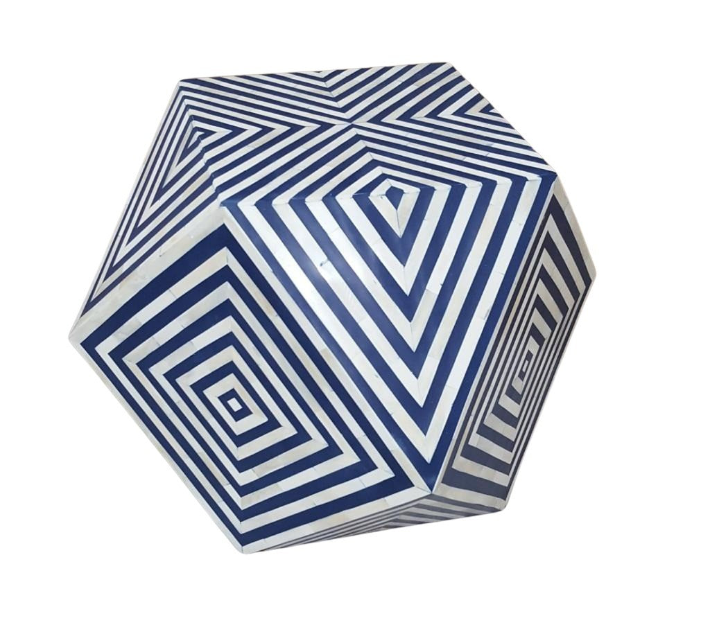 Aryan Side Table - Navy Blue Bone Inlay - Tabeer Homes