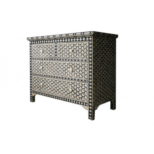 Vaan Chest of Drawers - Black & White Bone Inlay - Tabeer Homes
