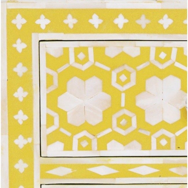 Varg Side Drawer - Yellow Bone Inlay - Tabeer Homes