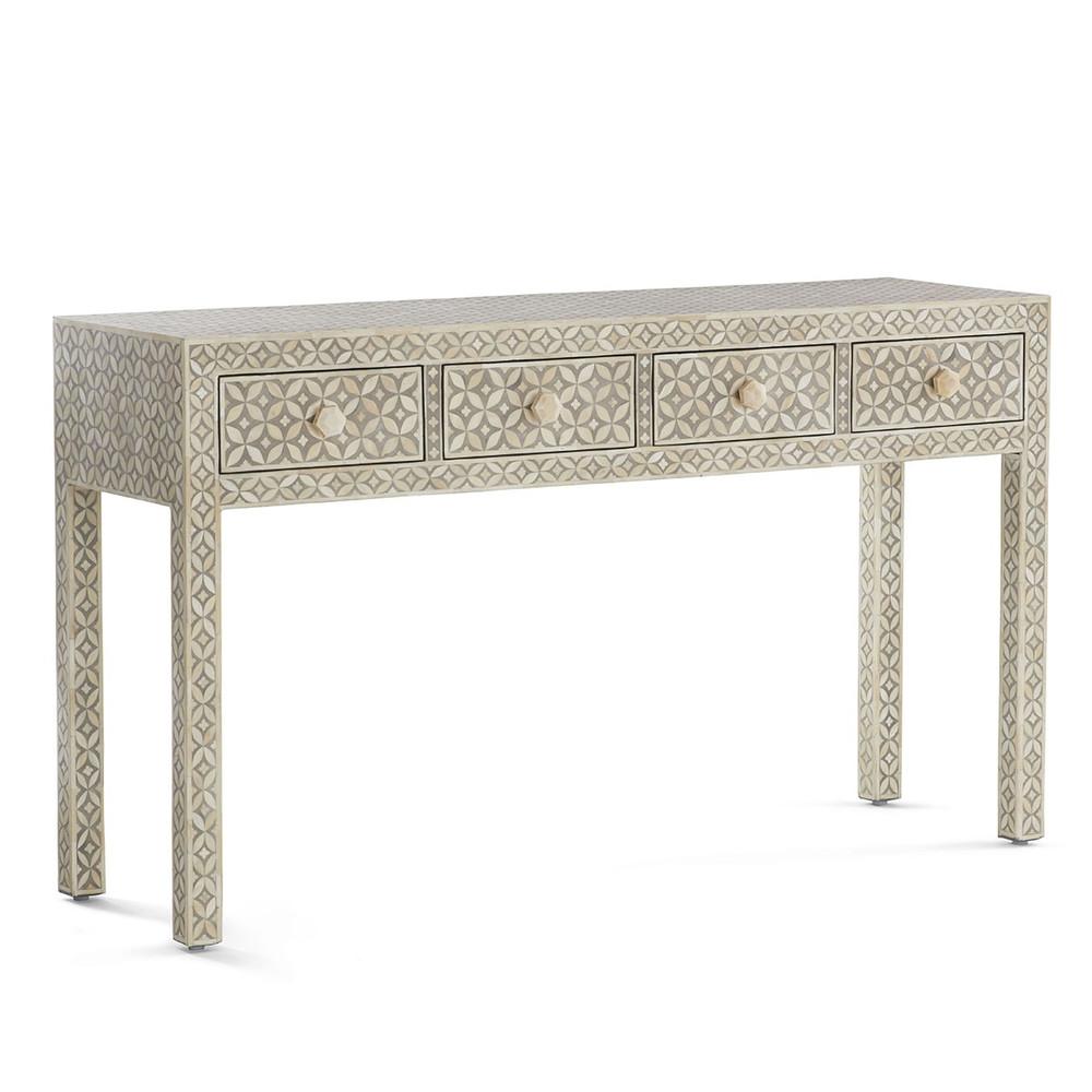 Yasmine Big Dresser Console - Grey Bone Inlay - Tabeer Homes