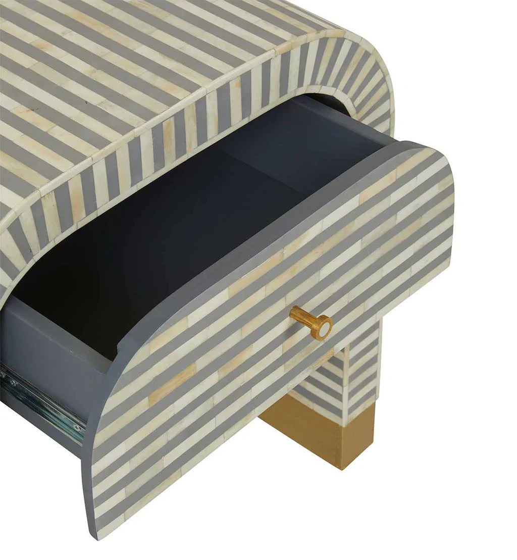 Saphed Bone Inlay Side Drawers - Grey Bone Inlay - Tabeer Homes
