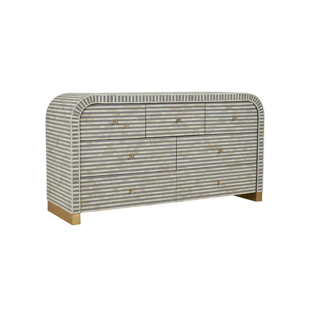 Saphed Bone Inlay Chest of Drawers - Grey Bone Inlay - Tabeer Homes