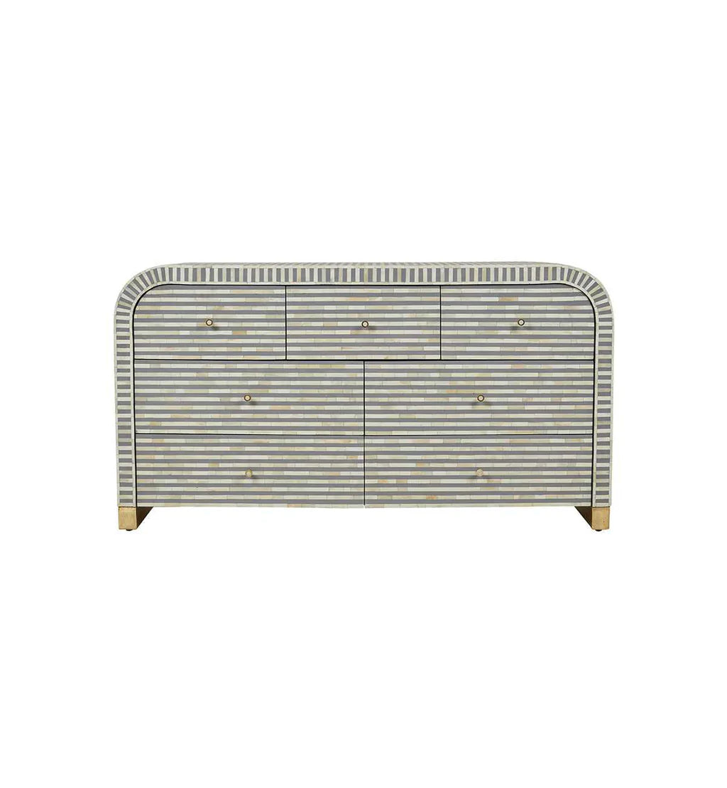 Saphed Bone Inlay Chest of Drawers - Grey Bone Inlay - Tabeer Homes