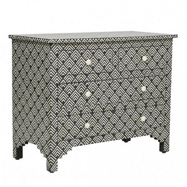 Pahaad Chest of Drawers - Black & White Bone Inlay - Tabeer Homes