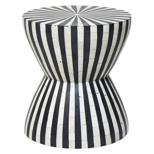 Surat Side Table - Black & White Bone Inlay - Tabeer Homes