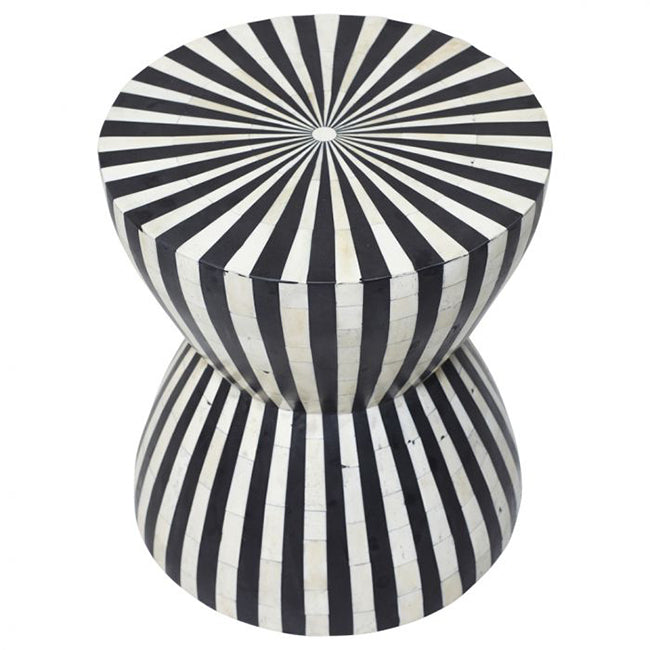 Surat Side Table - Black & White Bone Inlay - Tabeer Homes