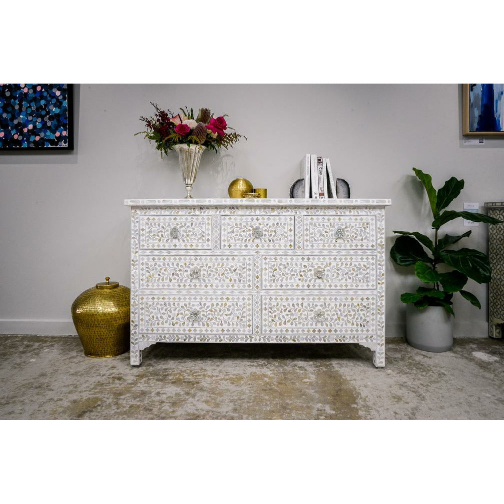 Iris Chest of Drawers - White Mother of Pearl - Tabeer Homes