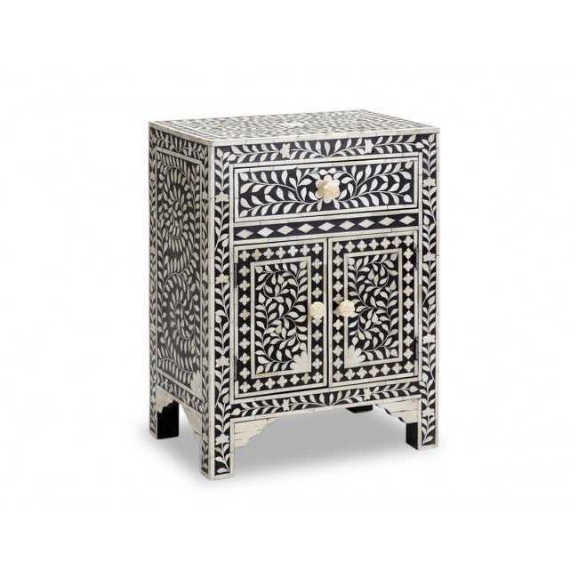 Jade Side Drawer - Black & White Bone Inlay - Tabeer Homes