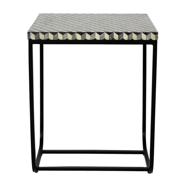 Nirvana Side Table - Black & White Bone Inlay - Tabeer Homes