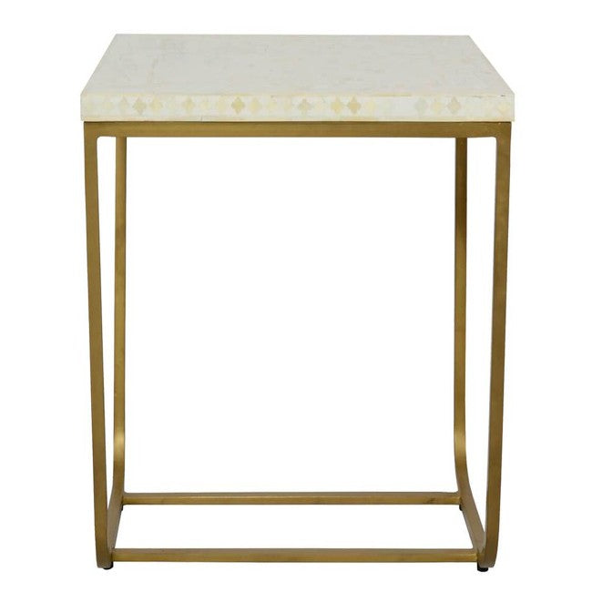 Jade Side Table - White Bone Inlay - Tabeer Homes