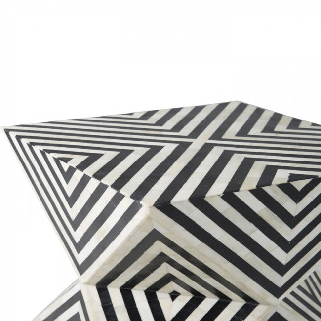 Athaar Side Table - Black & White Bone Inlay - Tabeer Homes