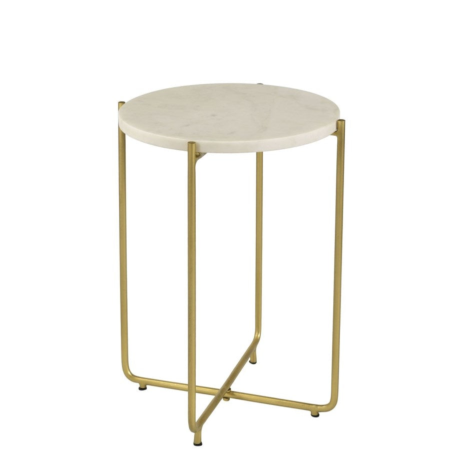 Farid Side Table - White Marble - Tabeer Homes