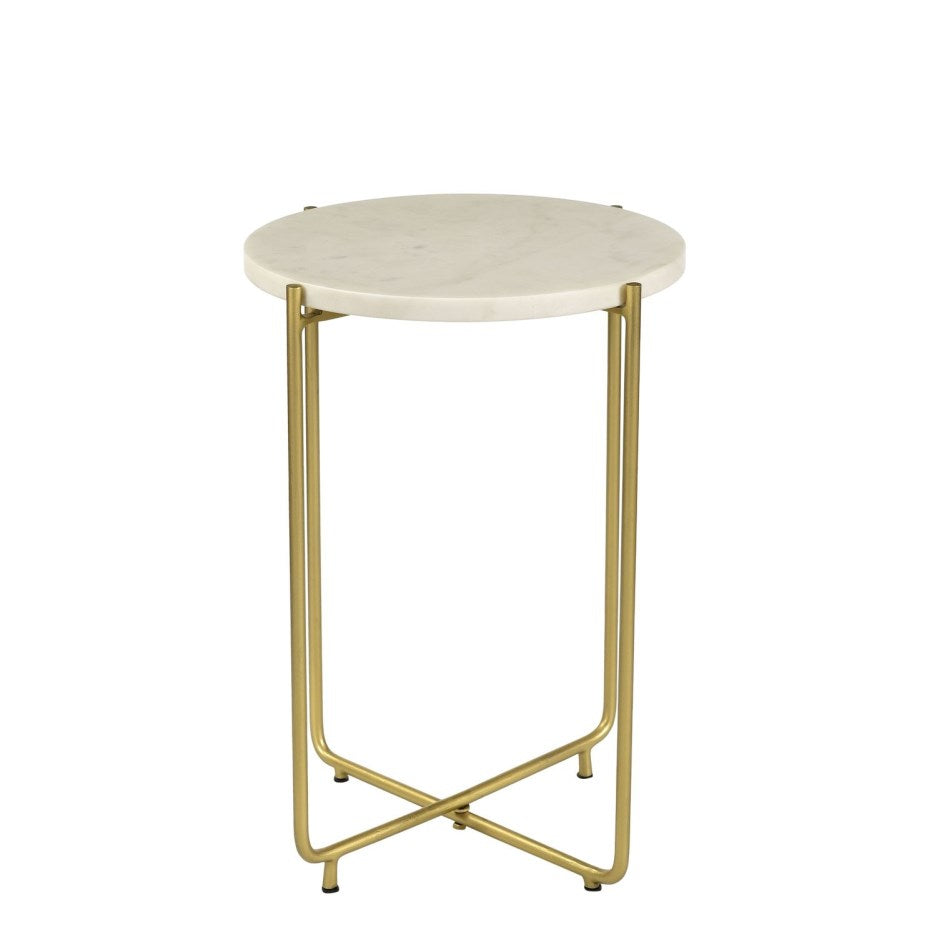 Farid Side Table - White Marble - Tabeer Homes