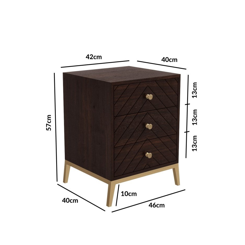 Ewan Side Drawer - Dark Wood - Tabeer Homes