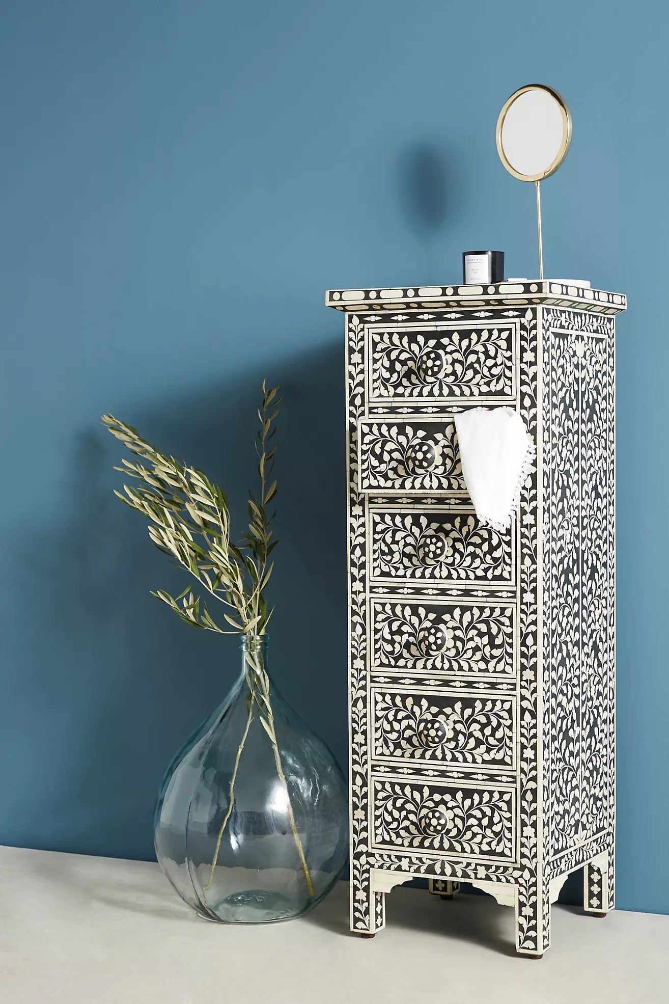 Jade Chest of Drawers - Black & White Bone Inlay - Tabeer Homes