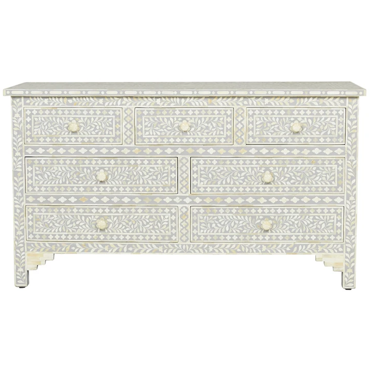 Coorg Big Chest of Drawers - Grey Bone Inlay - Tabeer Homes