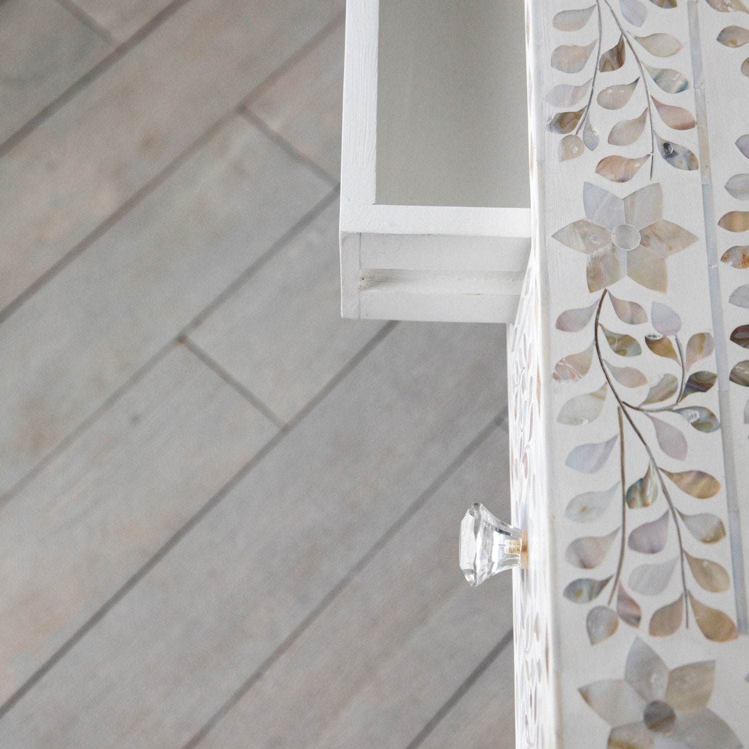 Iris Dresser Console & Stool - White Mother of Pearl - Tabeer Homes