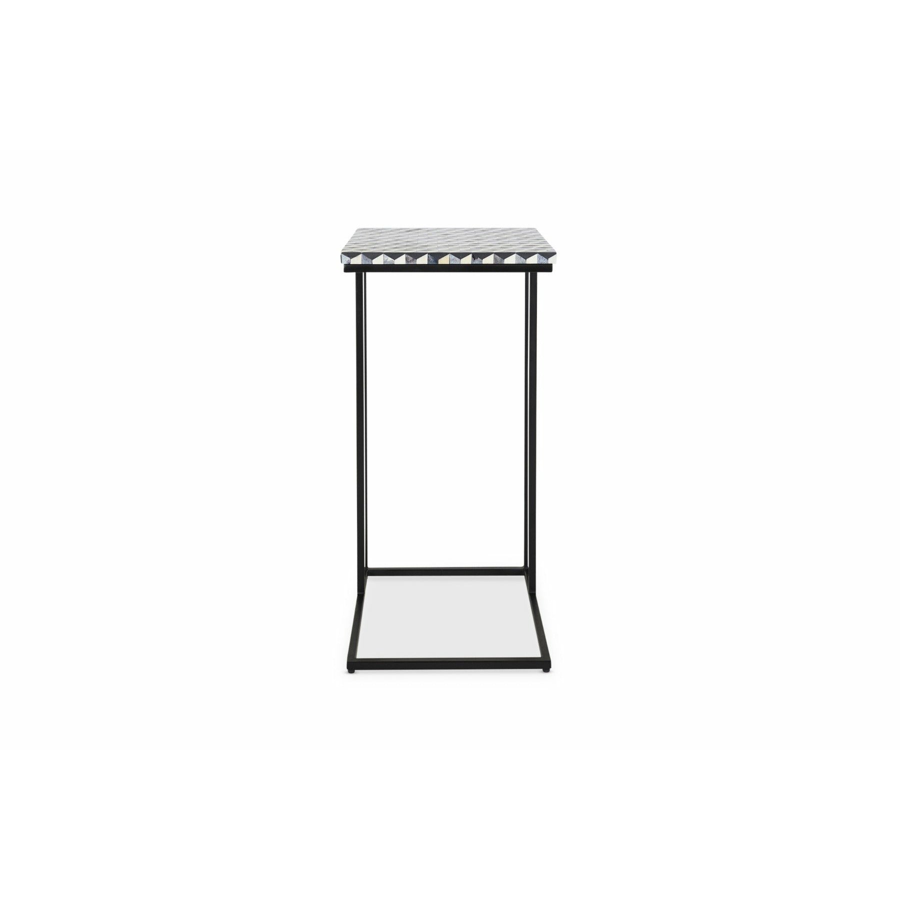 Nirvana C-Shape Side Table - Black & White Bone Inlay - Tabeer Homes