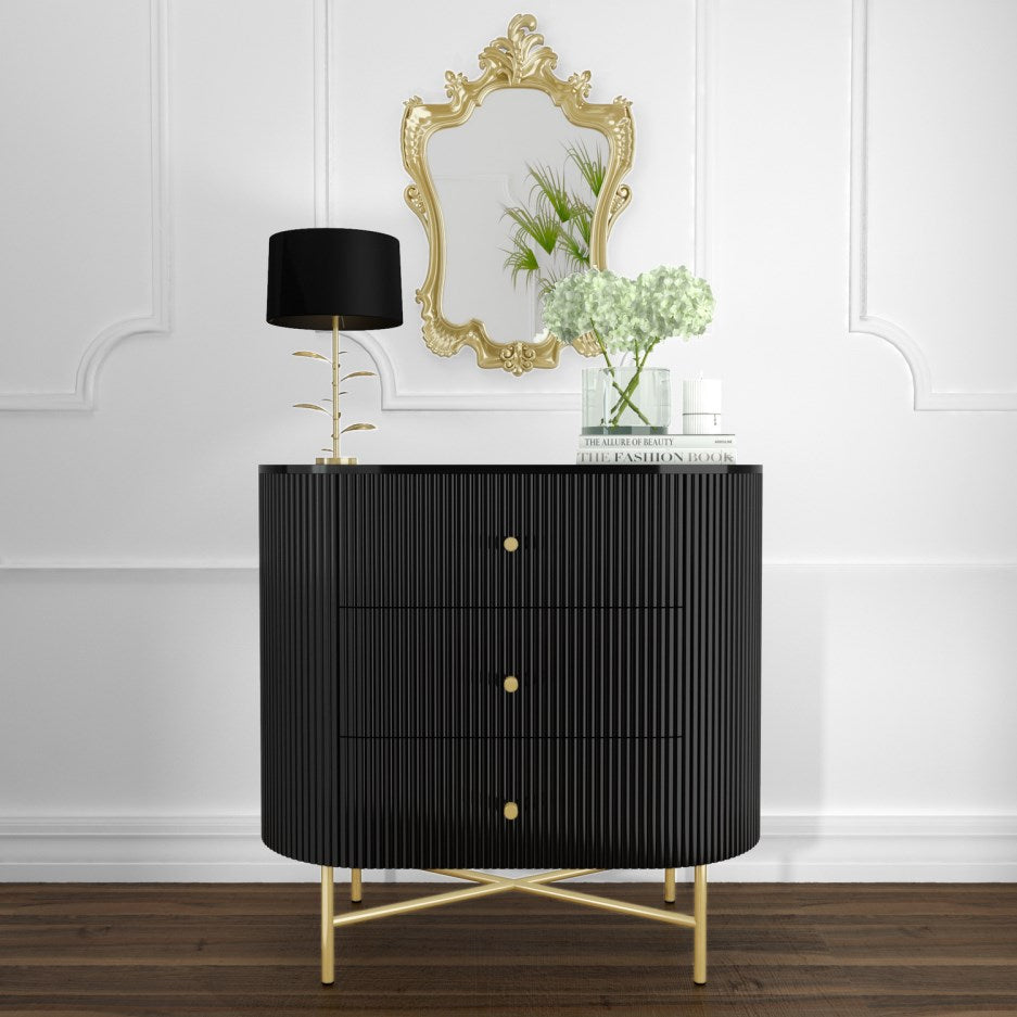 Daraj Chest of Drawers - Black Wood - Tabeer Homes