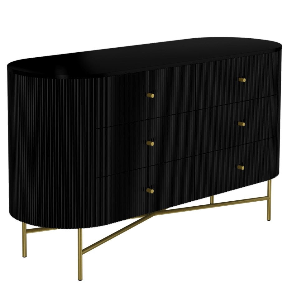 Daraj Big Chest of Drawers - Black Wood - Tabeer Homes