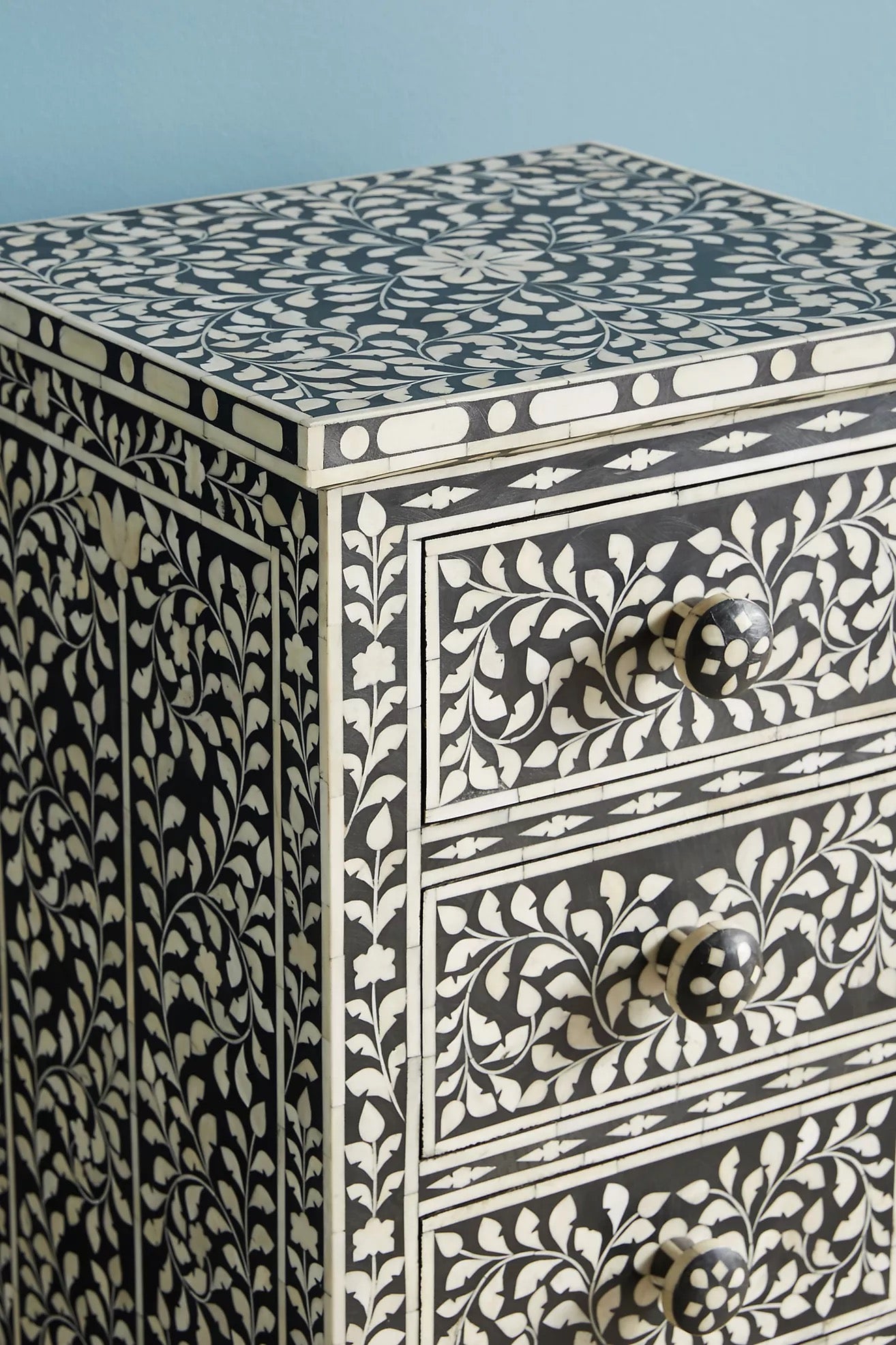 Jade Chest of Drawers - Black & White Bone Inlay - Tabeer Homes