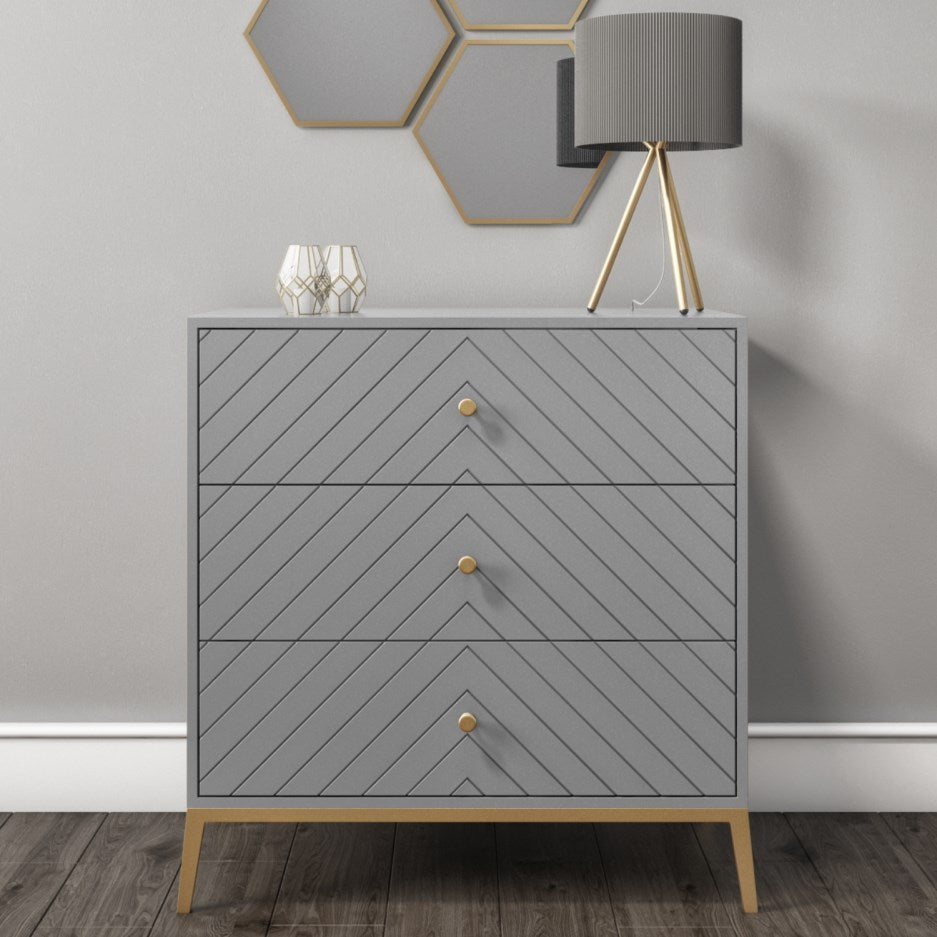 Ewan Small Chest of Drawers - Grey Wood - Tabeer Homes