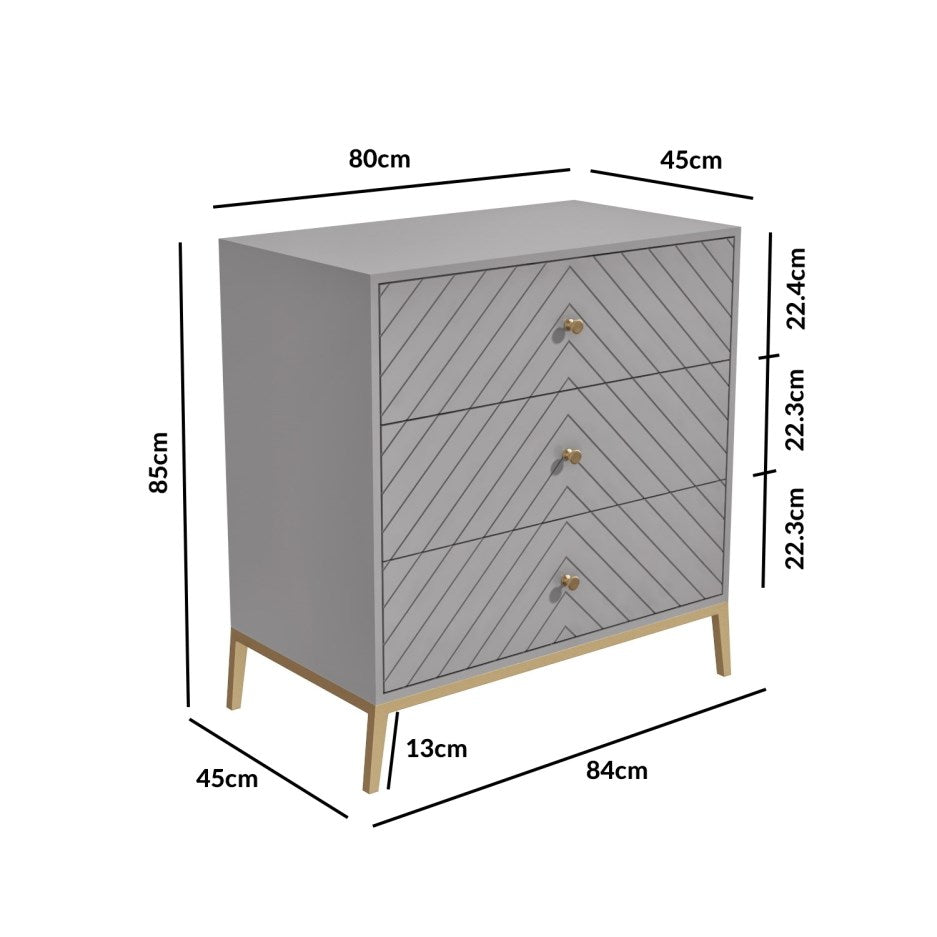 Ewan Small Chest of Drawers - Grey Wood - Tabeer Homes